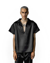 V TYPE SATIN SHIRT