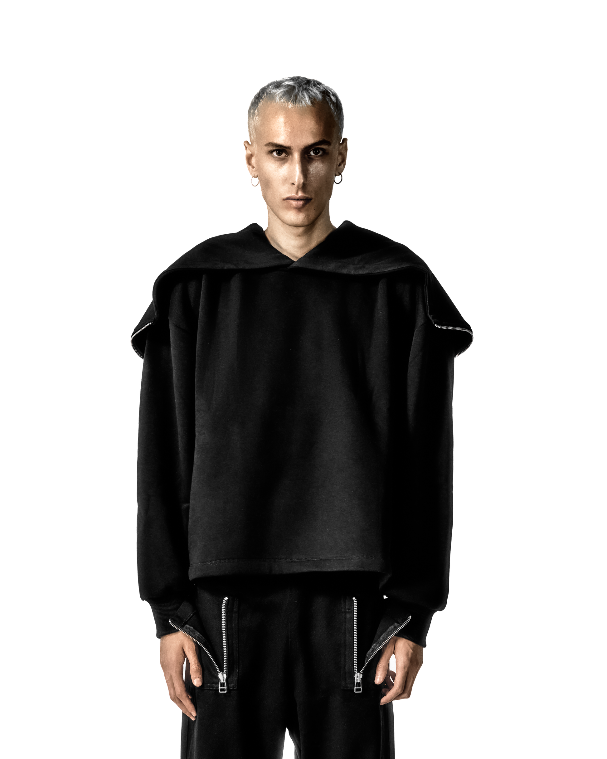 ZIPPERED CENTER SEPERATED HOODIE